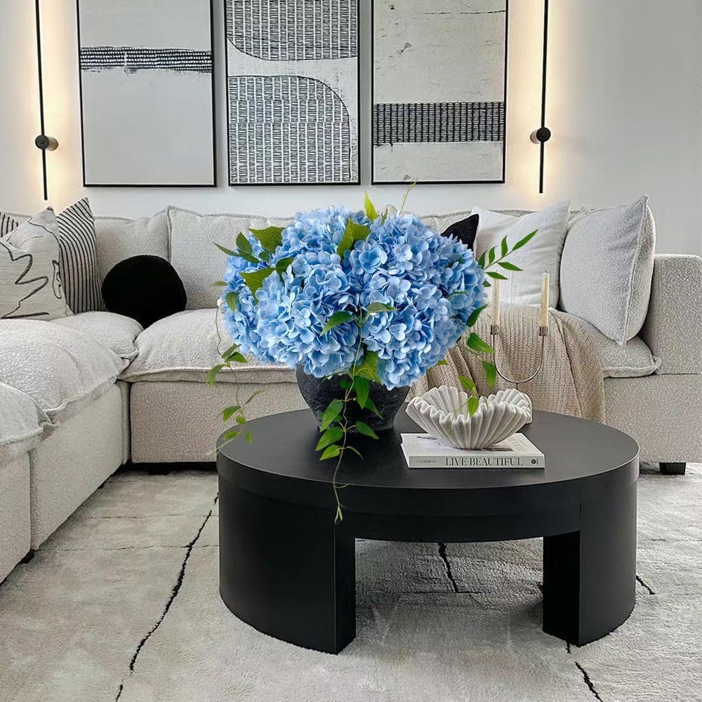 3 PCS Light Green Artificial Hydrangea Silk Flowers 21" with Stems | Real Touch Latex Petals, Faux Hydrangea Silk Flowers for Home Decor, Outdoor Wedding Party Arrangement, Table Centerpieces