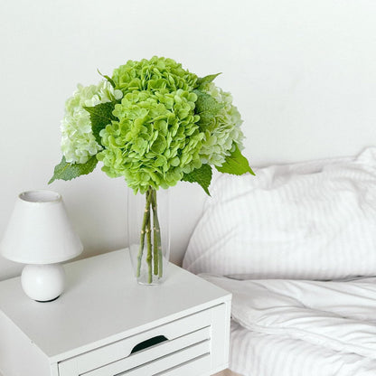 3 PCS Light Green Artificial Hydrangea Silk Flowers 21" with Stems | Real Touch Latex Petals, Faux Hydrangea Silk Flowers for Home Decor, Outdoor Wedding Party Arrangement, Table Centerpieces