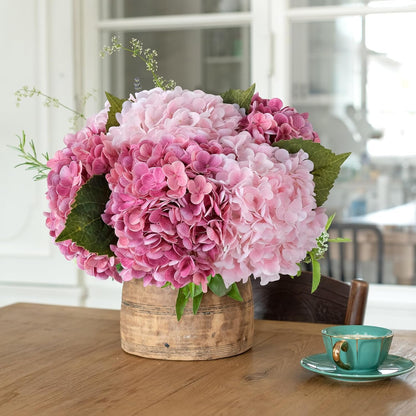 3 PCS Light Green Artificial Hydrangea Silk Flowers 21" with Stems | Real Touch Latex Petals, Faux Hydrangea Silk Flowers for Home Decor, Outdoor Wedding Party Arrangement, Table Centerpieces