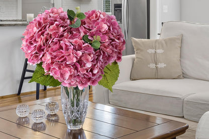 3 PCS Light Green Artificial Hydrangea Silk Flowers 21" with Stems | Real Touch Latex Petals, Faux Hydrangea Silk Flowers for Home Decor, Outdoor Wedding Party Arrangement, Table Centerpieces