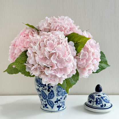 3 PCS Light Green Artificial Hydrangea Silk Flowers 21" with Stems | Real Touch Latex Petals, Faux Hydrangea Silk Flowers for Home Decor, Outdoor Wedding Party Arrangement, Table Centerpieces