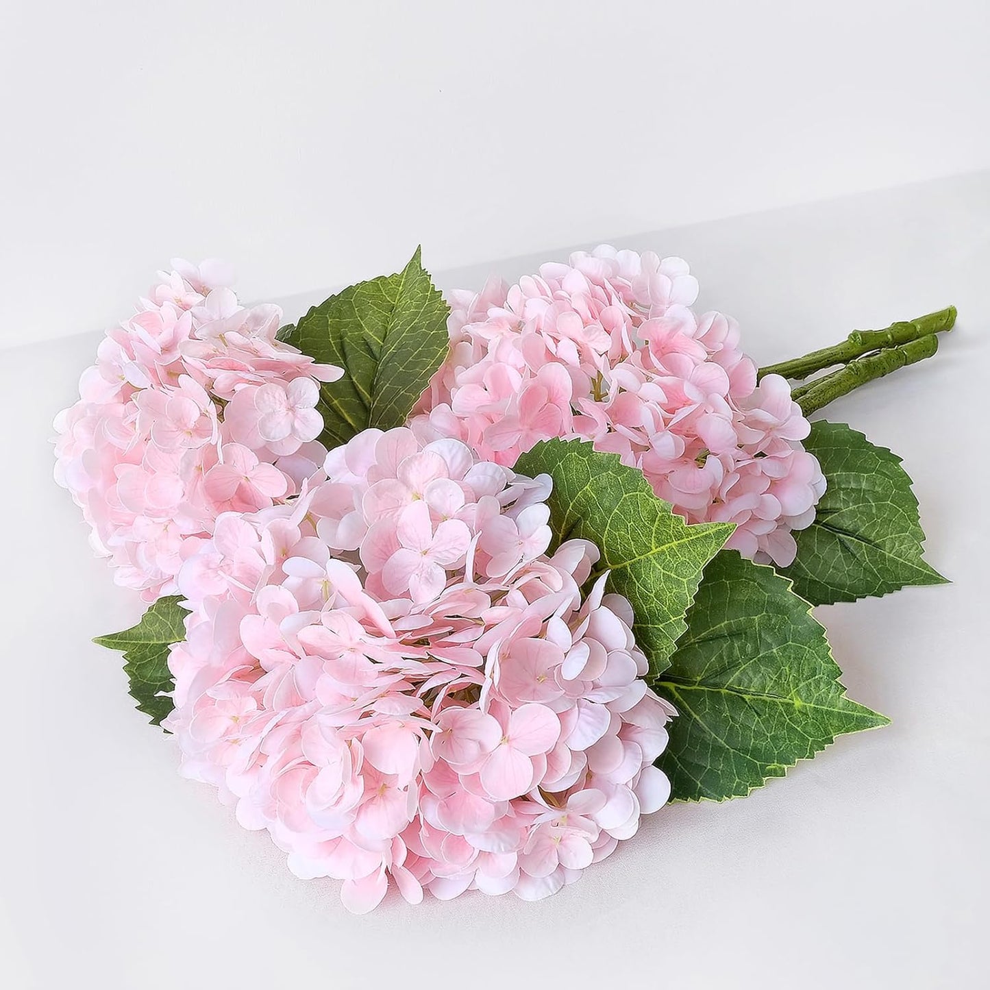 3 PCS Light Green Artificial Hydrangea Silk Flowers 21" with Stems | Real Touch Latex Petals, Faux Hydrangea Silk Flowers for Home Decor, Outdoor Wedding Party Arrangement, Table Centerpieces