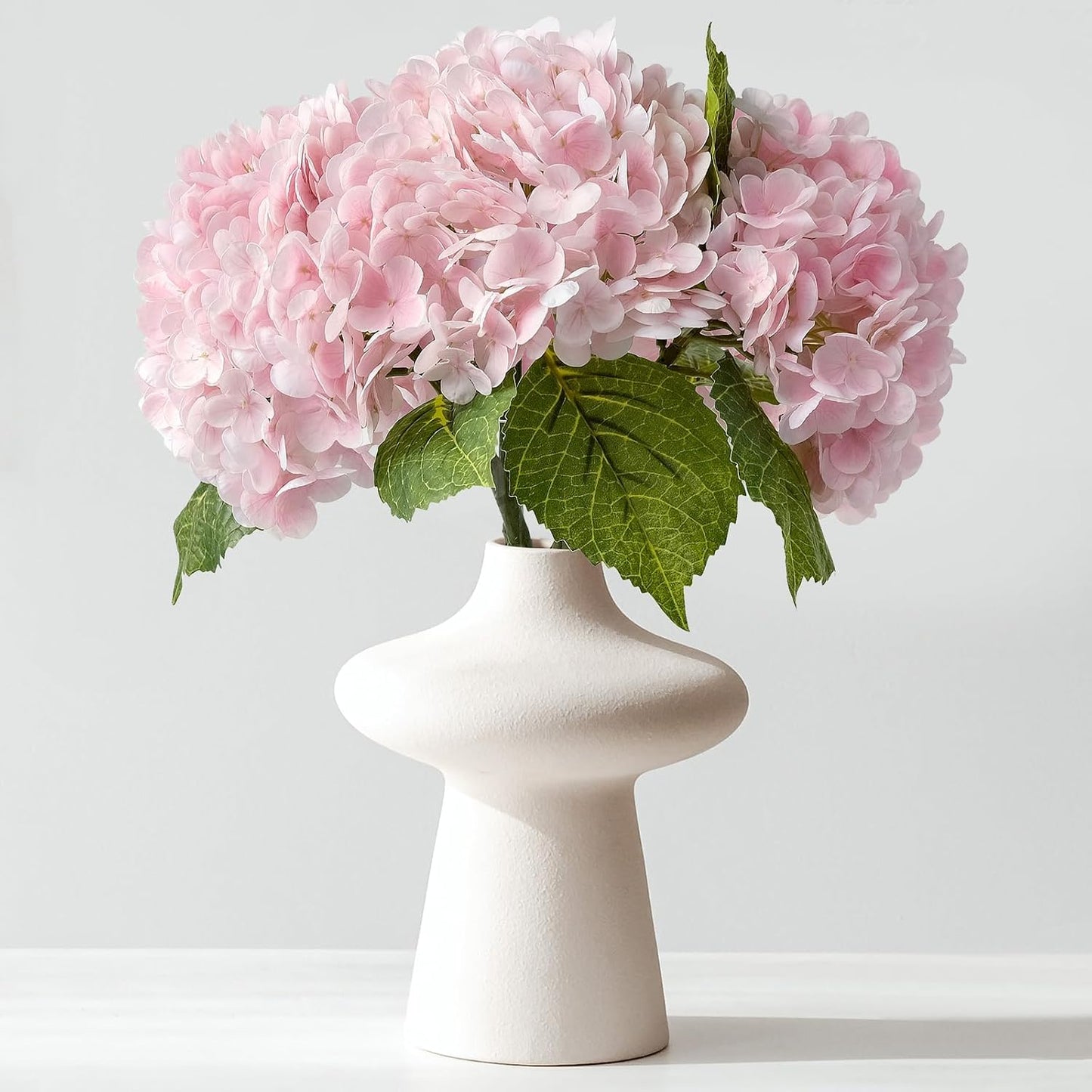 3 PCS Light Green Artificial Hydrangea Silk Flowers 21" with Stems | Real Touch Latex Petals, Faux Hydrangea Silk Flowers for Home Decor, Outdoor Wedding Party Arrangement, Table Centerpieces