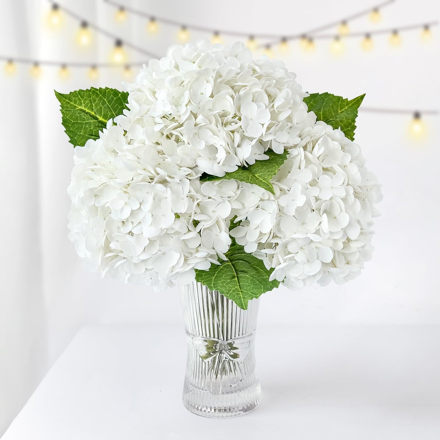 3 PCS Light Green Artificial Hydrangea Silk Flowers 21" with Stems | Real Touch Latex Petals, Faux Hydrangea Silk Flowers for Home Decor, Outdoor Wedding Party Arrangement, Table Centerpieces