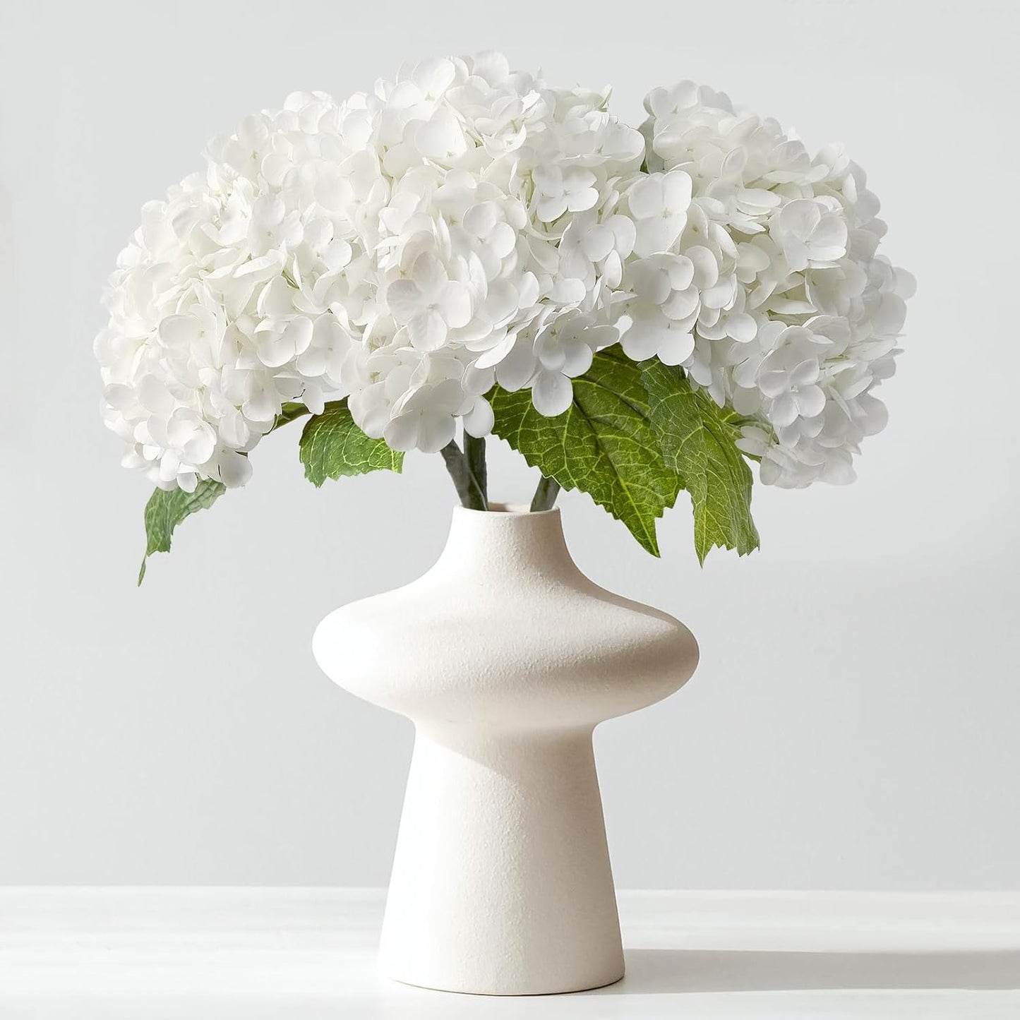 3 PCS Light Green Artificial Hydrangea Silk Flowers 21" with Stems | Real Touch Latex Petals, Faux Hydrangea Silk Flowers for Home Decor, Outdoor Wedding Party Arrangement, Table Centerpieces