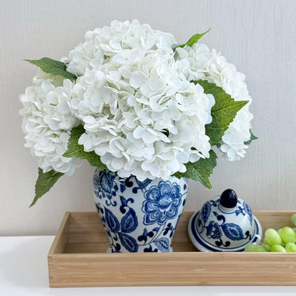 3 PCS Light Green Artificial Hydrangea Silk Flowers 21" with Stems | Real Touch Latex Petals, Faux Hydrangea Silk Flowers for Home Decor, Outdoor Wedding Party Arrangement, Table Centerpieces