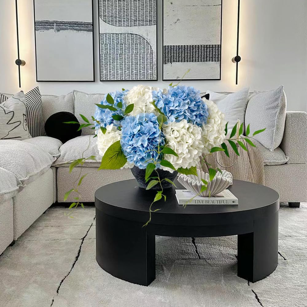 3 PCS Light Green Artificial Hydrangea Silk Flowers 21" with Stems | Real Touch Latex Petals, Faux Hydrangea Silk Flowers for Home Decor, Outdoor Wedding Party Arrangement, Table Centerpieces