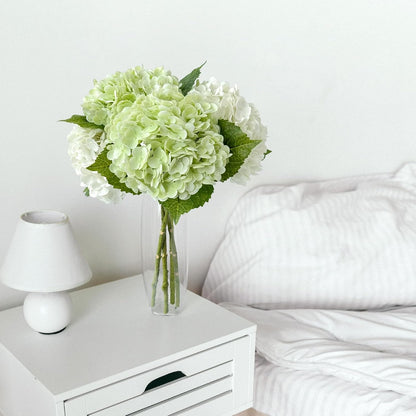 3 PCS Light Green Artificial Hydrangea Silk Flowers 21" with Stems | Real Touch Latex Petals, Faux Hydrangea Silk Flowers for Home Decor, Outdoor Wedding Party Arrangement, Table Centerpieces