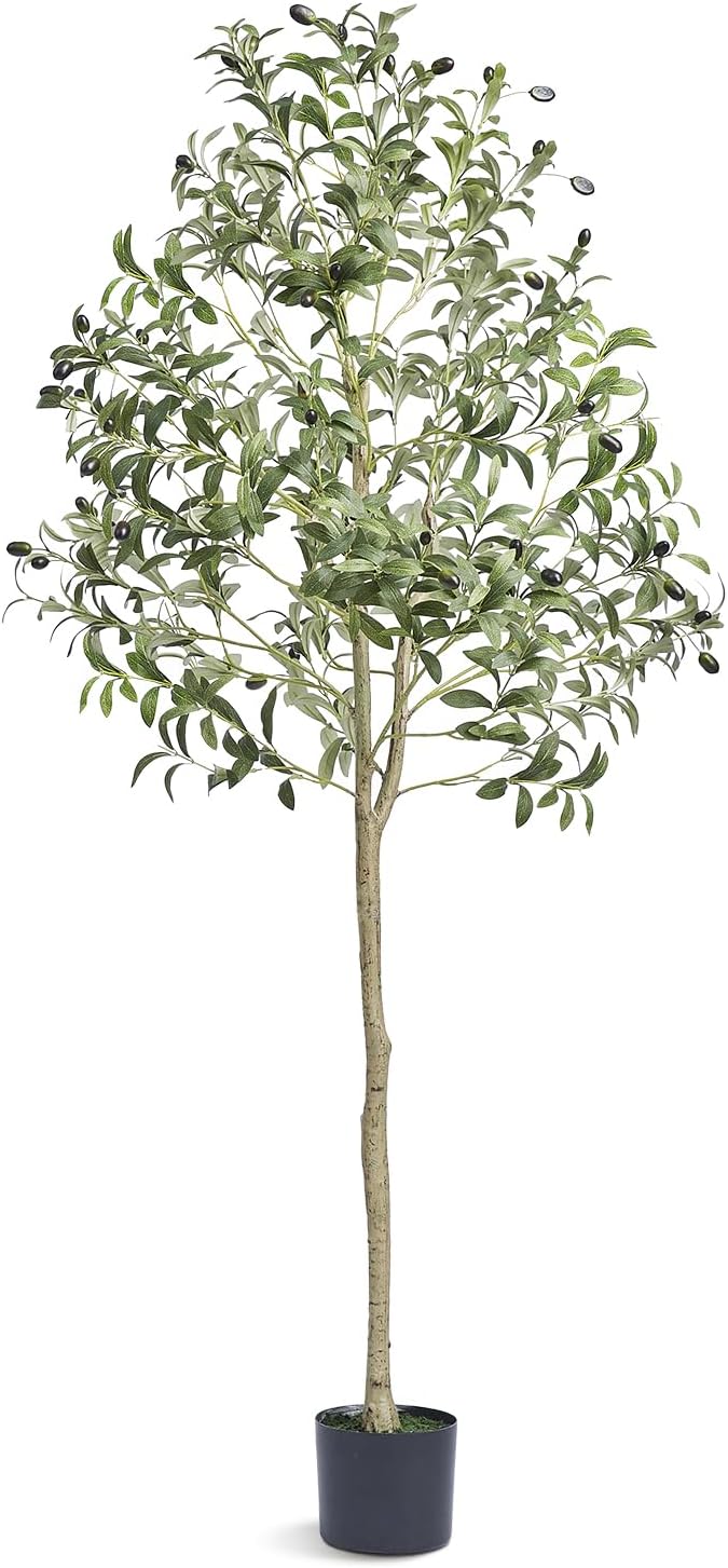 Artificial Olive Tree, 5 FT Tall Faux Plant, Secure PE Material & Anti-Tip Tilt Protection Low-Maintenance Plant, Lifelike Green Fake Potted Tree for Home Office Warehouse Decor Indoor Outdoor