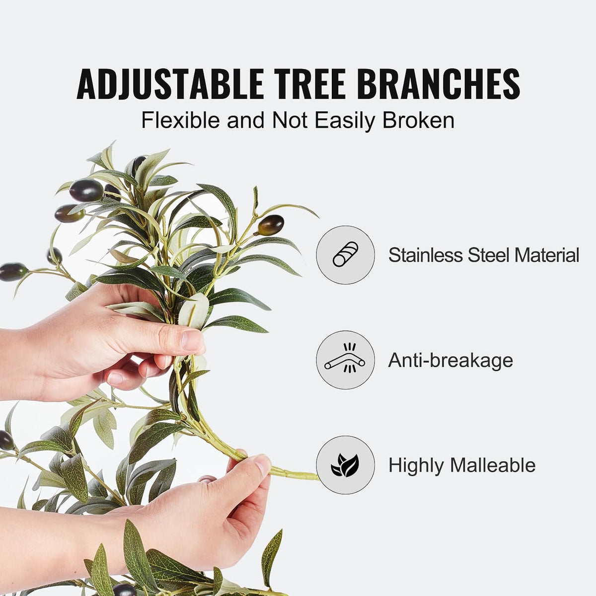 Artificial Olive Tree, 5 FT Tall Faux Plant, Secure PE Material & Anti-Tip Tilt Protection Low-Maintenance Plant, Lifelike Green Fake Potted Tree for Home Office Warehouse Decor Indoor Outdoor