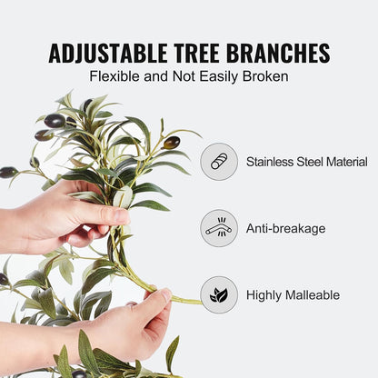 Artificial Olive Tree, 5 FT Tall Faux Plant, Secure PE Material & Anti-Tip Tilt Protection Low-Maintenance Plant, Lifelike Green Fake Potted Tree for Home Office Warehouse Decor Indoor Outdoor