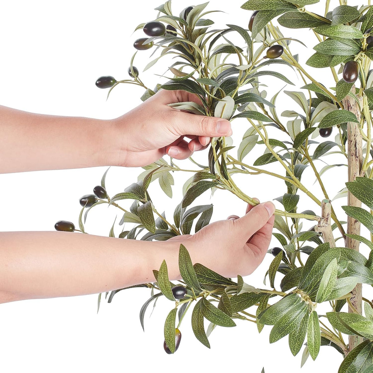 Artificial Olive Tree, 5 FT Tall Faux Plant, Secure PE Material & Anti-Tip Tilt Protection Low-Maintenance Plant, Lifelike Green Fake Potted Tree for Home Office Warehouse Decor Indoor Outdoor