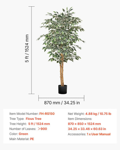 Artificial Olive Tree, 5 FT Tall Faux Plant, Secure PE Material & Anti-Tip Tilt Protection Low-Maintenance Plant, Lifelike Green Fake Potted Tree for Home Office Warehouse Decor Indoor Outdoor