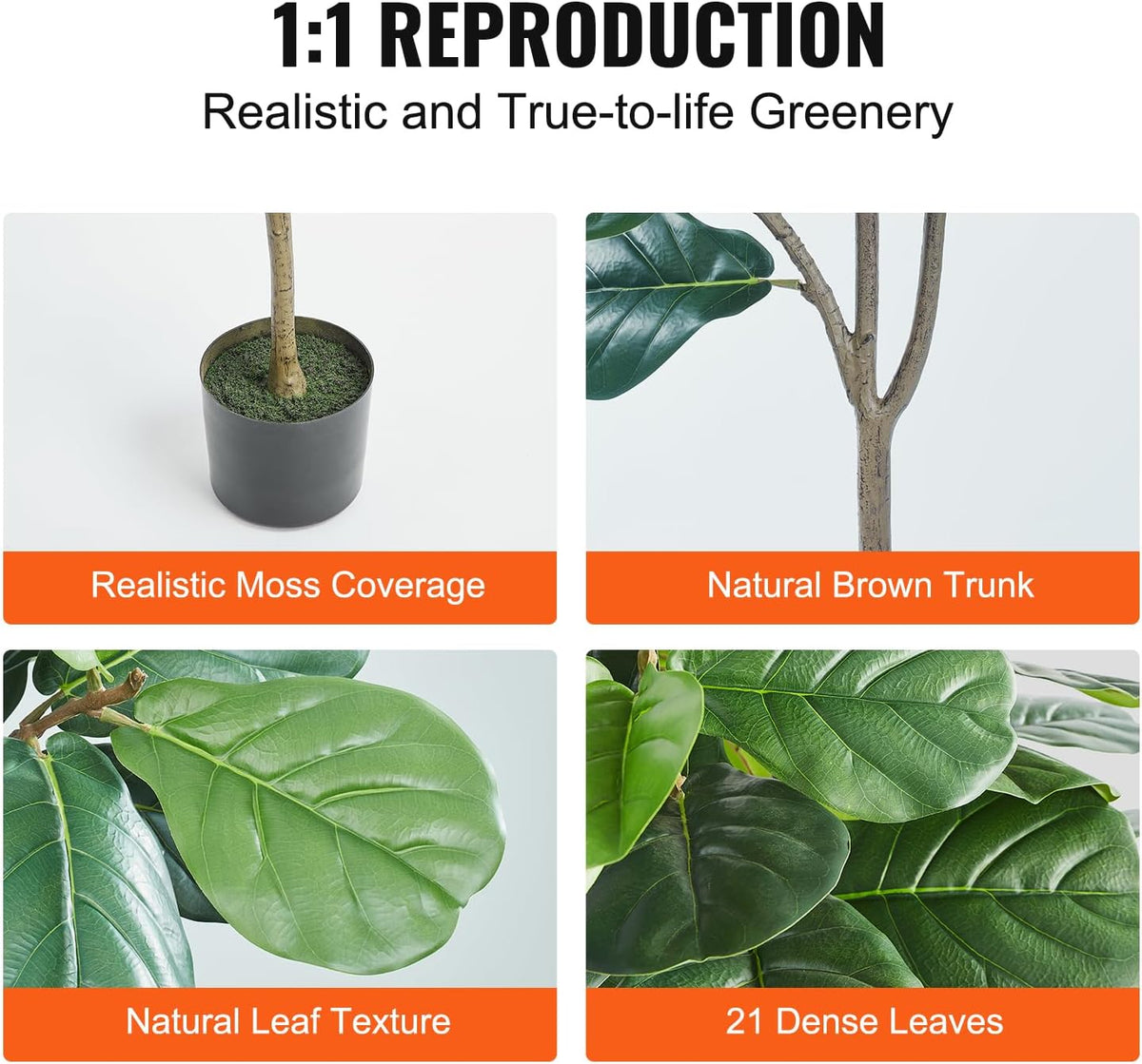 Artificial Olive Tree, 5 FT Tall Faux Plant, Secure PE Material & Anti-Tip Tilt Protection Low-Maintenance Plant, Lifelike Green Fake Potted Tree for Home Office Warehouse Decor Indoor Outdoor