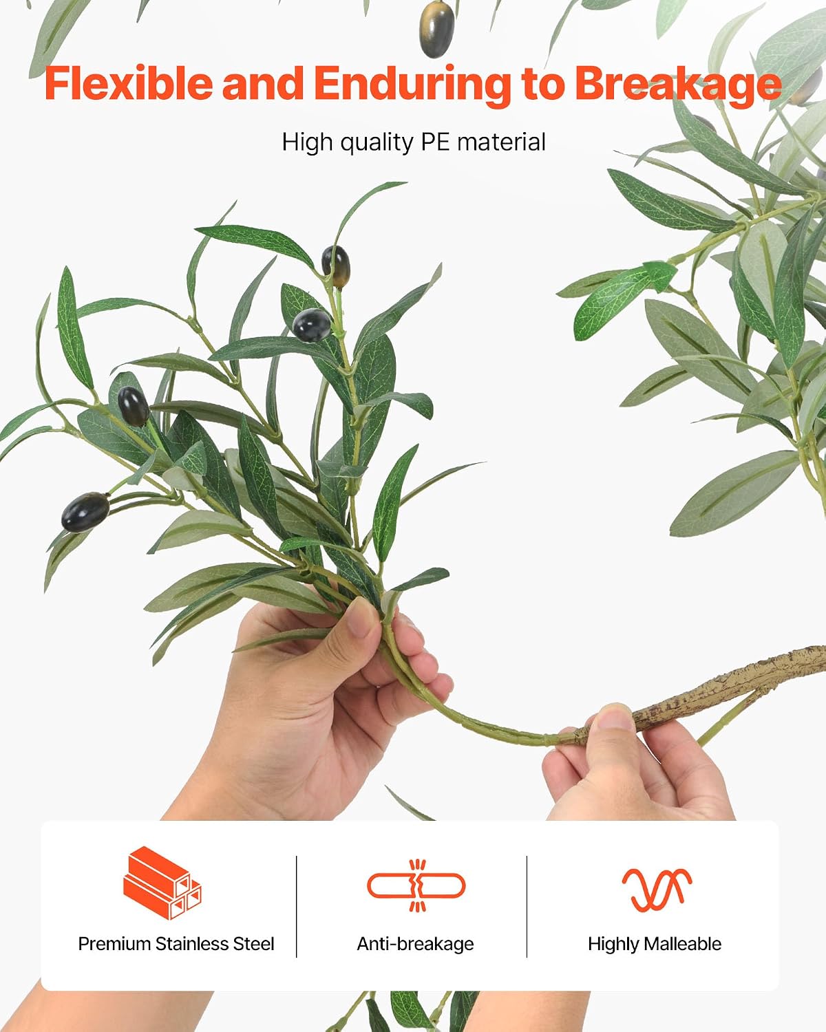 Artificial Olive Tree, 5 FT Tall Faux Plant, Secure PE Material & Anti-Tip Tilt Protection Low-Maintenance Plant, Lifelike Green Fake Potted Tree for Home Office Warehouse Decor Indoor Outdoor