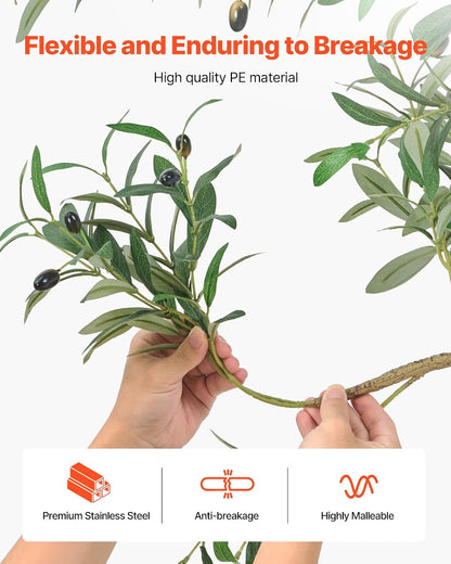 Artificial Olive Tree, 5 FT Tall Faux Plant, Secure PE Material & Anti-Tip Tilt Protection Low-Maintenance Plant, Lifelike Green Fake Potted Tree for Home Office Warehouse Decor Indoor Outdoor