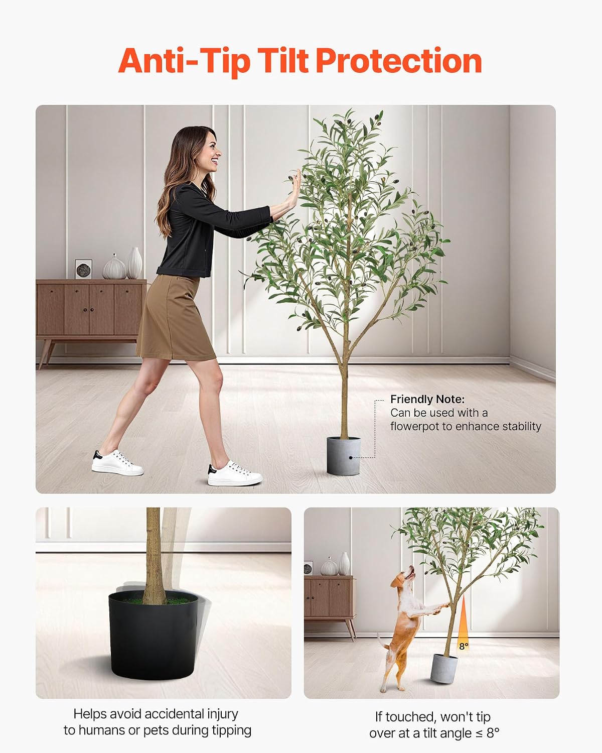 Artificial Olive Tree, 5 FT Tall Faux Plant, Secure PE Material & Anti-Tip Tilt Protection Low-Maintenance Plant, Lifelike Green Fake Potted Tree for Home Office Warehouse Decor Indoor Outdoor