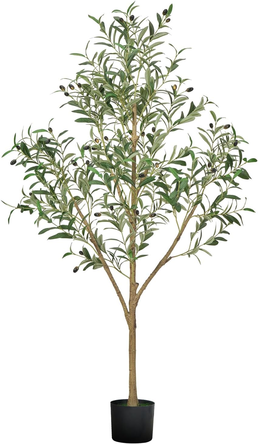 Artificial Olive Tree, 5 FT Tall Faux Plant, Secure PE Material & Anti-Tip Tilt Protection Low-Maintenance Plant, Lifelike Green Fake Potted Tree for Home Office Warehouse Decor Indoor Outdoor