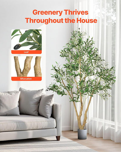 Artificial Olive Tree, 5 FT Tall Faux Plant, Secure PE Material & Anti-Tip Tilt Protection Low-Maintenance Plant, Lifelike Green Fake Potted Tree for Home Office Warehouse Decor Indoor Outdoor