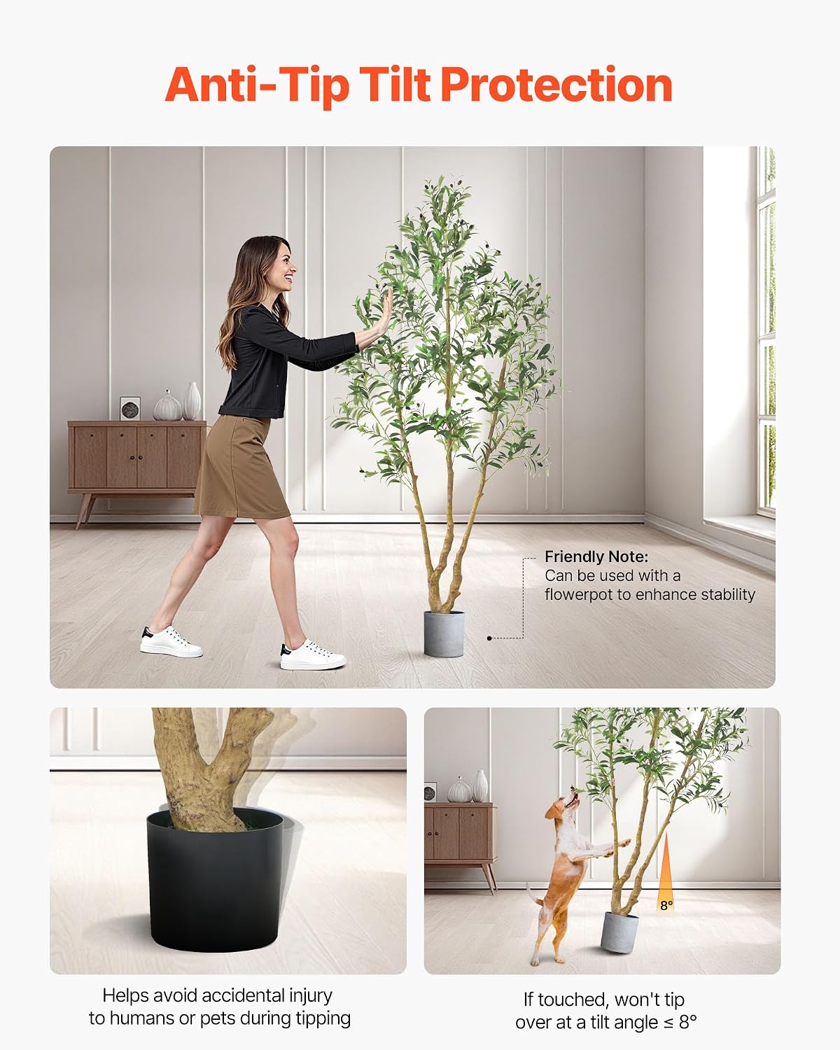 Artificial Olive Tree, 5 FT Tall Faux Plant, Secure PE Material & Anti-Tip Tilt Protection Low-Maintenance Plant, Lifelike Green Fake Potted Tree for Home Office Warehouse Decor Indoor Outdoor