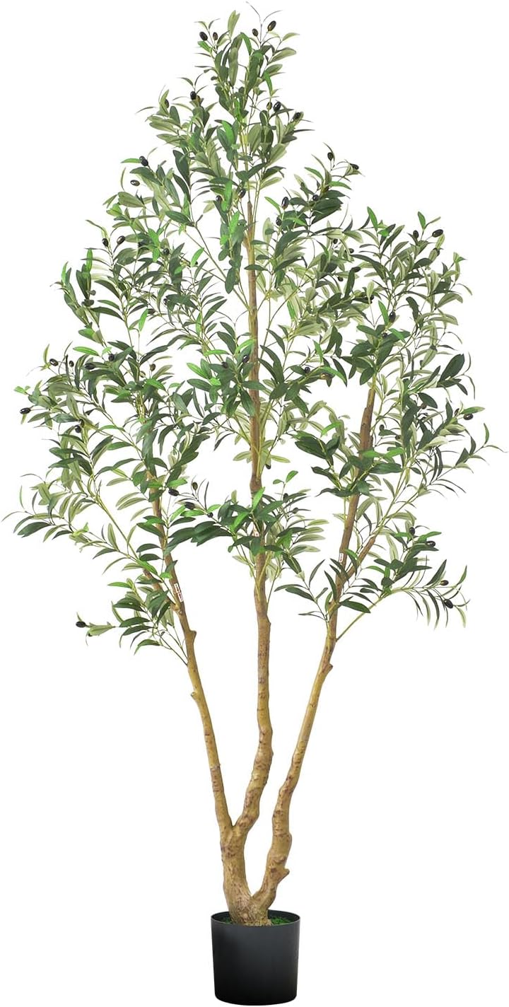 Artificial Olive Tree, 5 FT Tall Faux Plant, Secure PE Material & Anti-Tip Tilt Protection Low-Maintenance Plant, Lifelike Green Fake Potted Tree for Home Office Warehouse Decor Indoor Outdoor