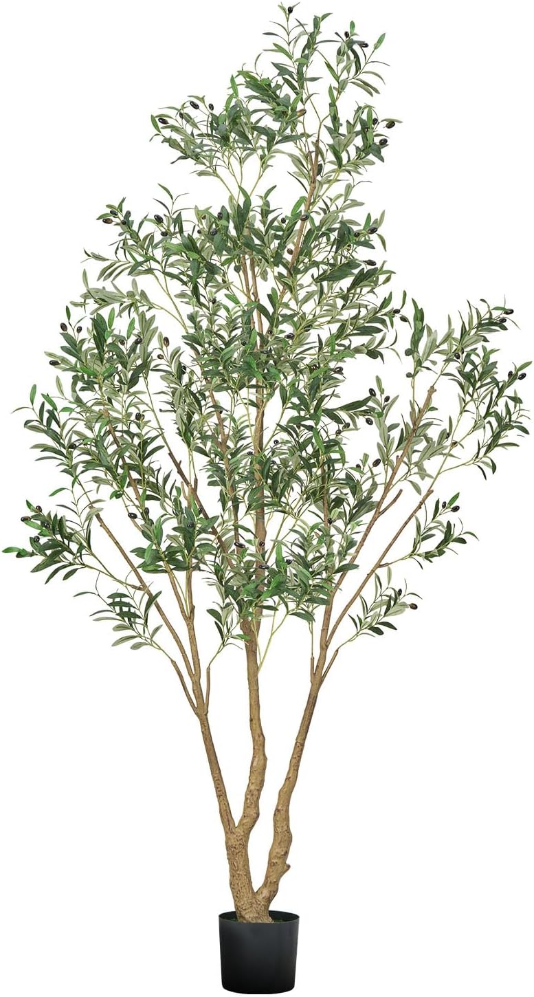 Artificial Olive Tree, 5 FT Tall Faux Plant, Secure PE Material & Anti-Tip Tilt Protection Low-Maintenance Plant, Lifelike Green Fake Potted Tree for Home Office Warehouse Decor Indoor Outdoor