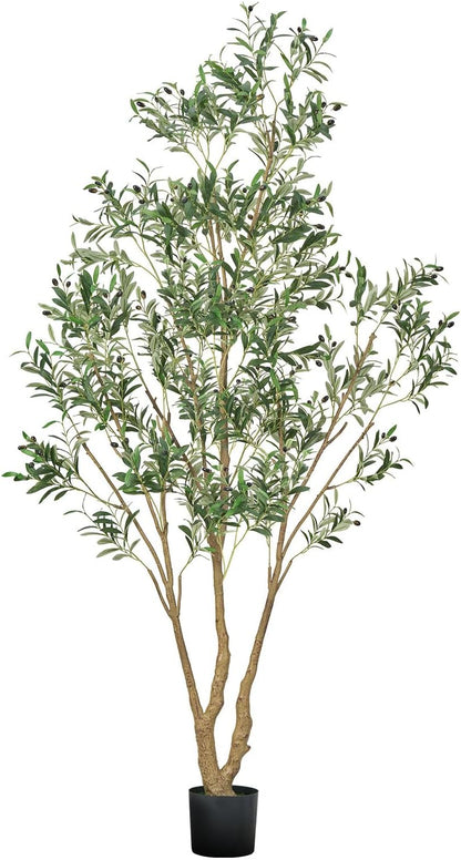 Artificial Olive Tree, 5 FT Tall Faux Plant, Secure PE Material & Anti-Tip Tilt Protection Low-Maintenance Plant, Lifelike Green Fake Potted Tree for Home Office Warehouse Decor Indoor Outdoor