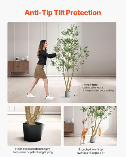 Artificial Olive Tree, 5 FT Tall Faux Plant, Secure PE Material & Anti-Tip Tilt Protection Low-Maintenance Plant, Lifelike Green Fake Potted Tree for Home Office Warehouse Decor Indoor Outdoor