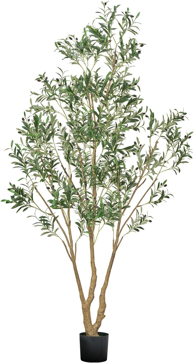 Artificial Olive Tree, 5 FT Tall Faux Plant, Secure PE Material & Anti-Tip Tilt Protection Low-Maintenance Plant, Lifelike Green Fake Potted Tree for Home Office Warehouse Decor Indoor Outdoor