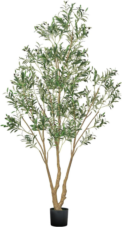 Artificial Olive Tree, 5 FT Tall Faux Plant, Secure PE Material & Anti-Tip Tilt Protection Low-Maintenance Plant, Lifelike Green Fake Potted Tree for Home Office Warehouse Decor Indoor Outdoor