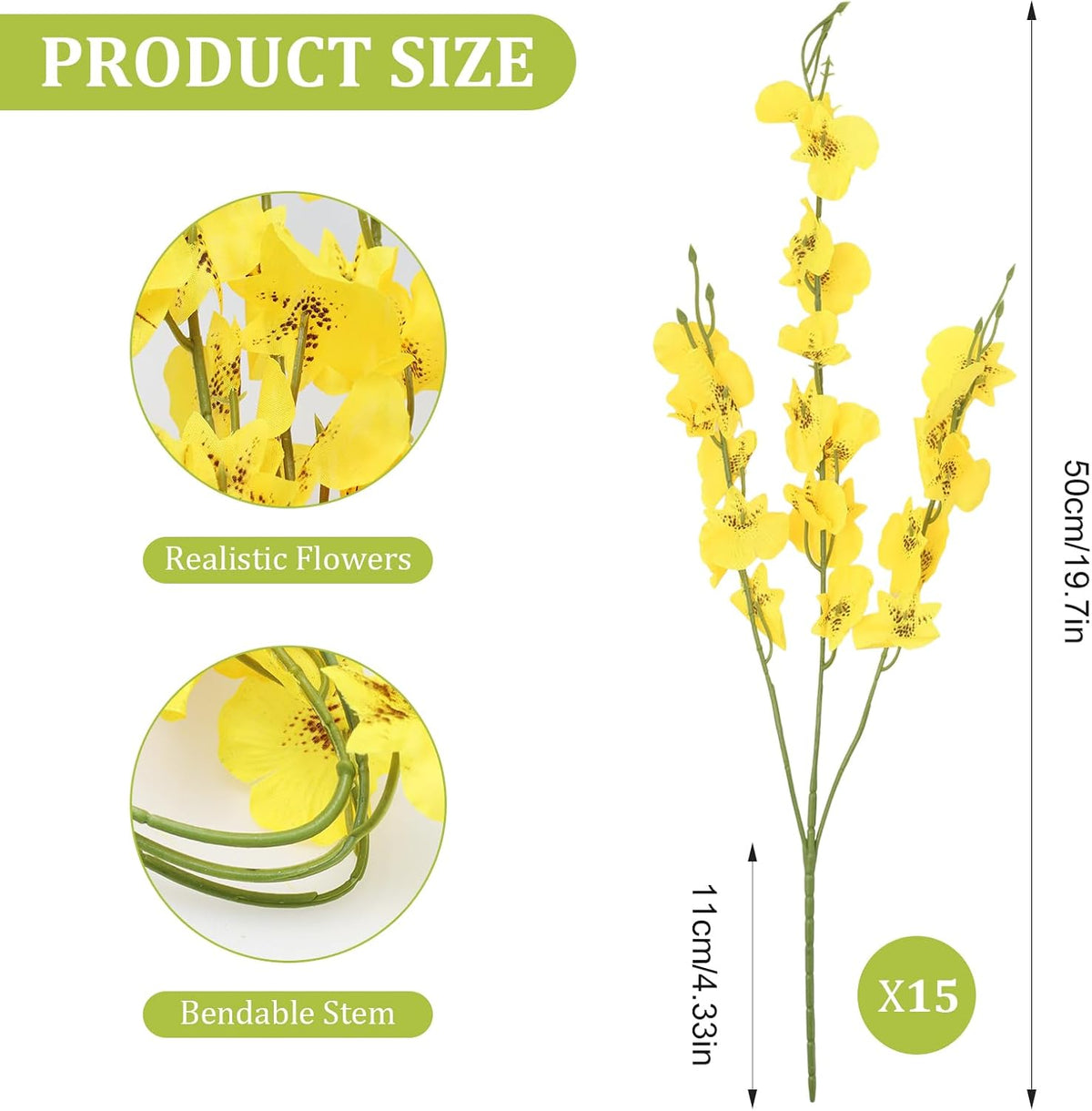 15pcs Artificial Forsythia Branches - Fake Yellow Wildflowers Silk Long Stems, Faux Spring Flowers for Tall Vase Home Decor, Dining Table Centerpieces, Party Wedding Outdoor Arrangements