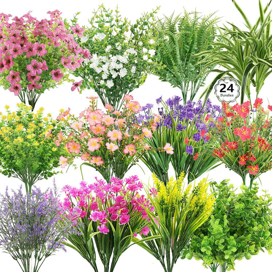 19 Bundles 10 Styles Artificial Fall Flowers Plants for Outdoors Fall Decor