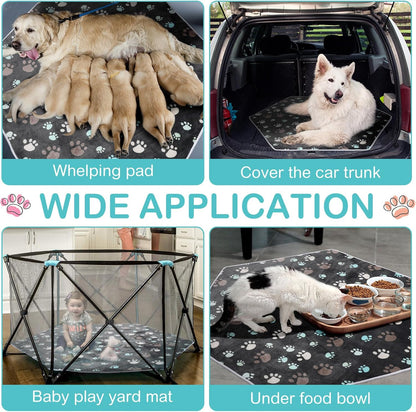 4 Pcs 47 in Guinea Pig Playpen Pad Waterproof Hexagon Mat Reusable Dog Playpen Liner for Small Animal Rabbit Cage Tent Pee Pad Washable Yard Fence(Gray Paw)