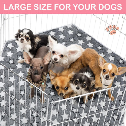 4 Pcs 47 in Guinea Pig Playpen Pad Waterproof Hexagon Mat Reusable Dog Playpen Liner for Small Animal Rabbit Cage Tent Pee Pad Washable Yard Fence(Gray Paw)