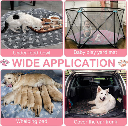 4 Pcs 47 in Guinea Pig Playpen Pad Waterproof Hexagon Mat Reusable Dog Playpen Liner for Small Animal Rabbit Cage Tent Pee Pad Washable Yard Fence(Gray Paw)
