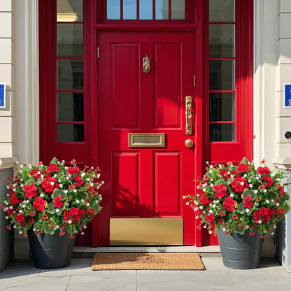 18'' Artificial Geraniums Flowers for Outdoors Decor, Red