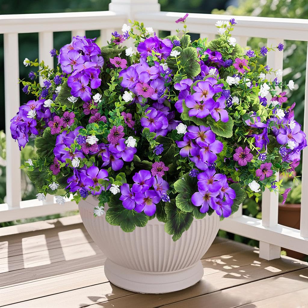 18'' Artificial Geraniums Flowers for Outdoors Decor, Red