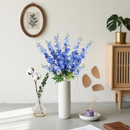 6Pcs Blue Delphinium Artificial Flowers 37.4’’ Faux Silk Larkspur Flowers Long Stem Artificial Flowers for Tall Vase Table Home Wedding Party Garden Decor(Blue)