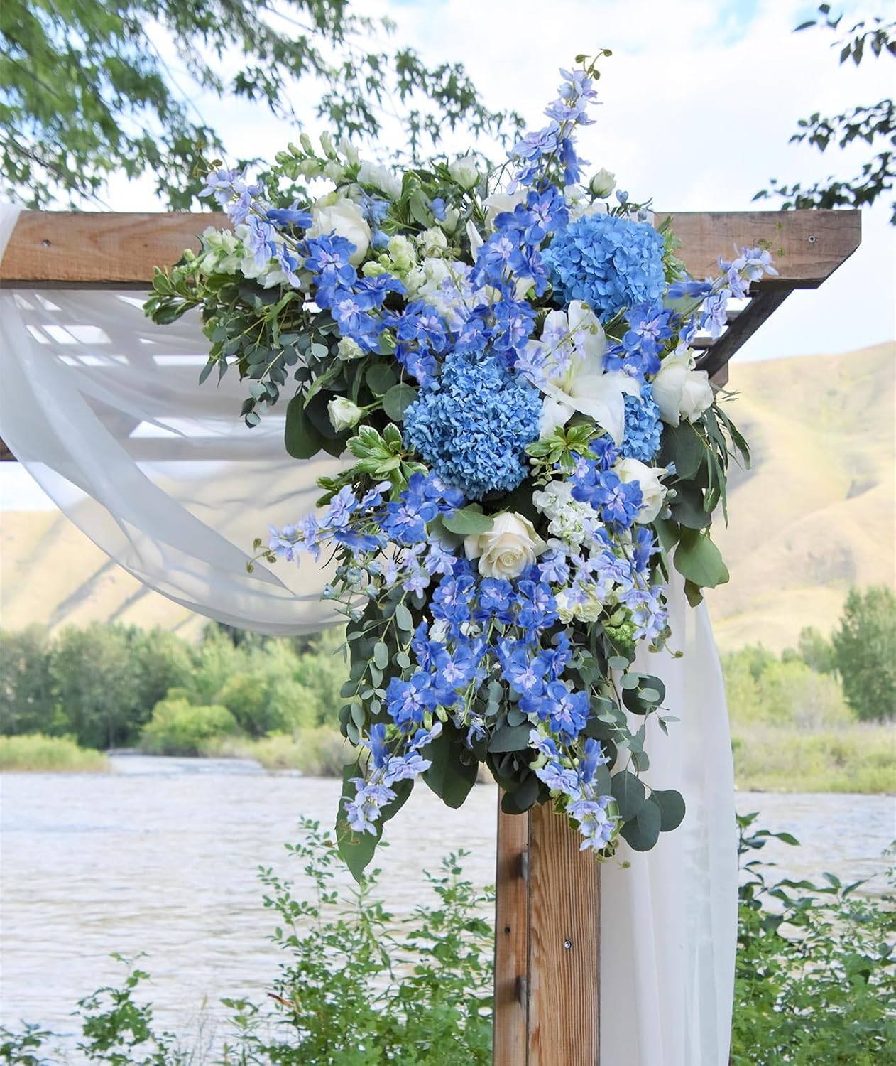 6Pcs Blue Delphinium Artificial Flowers 37.4’’ Faux Silk Larkspur Flowers Long Stem Artificial Flowers for Tall Vase Table Home Wedding Party Garden Decor(Blue)