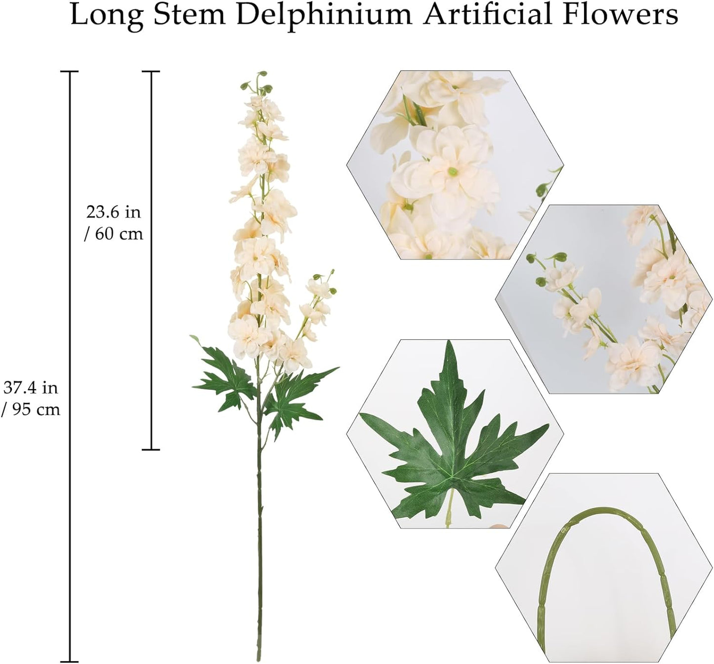 6Pcs Blue Delphinium Artificial Flowers 37.4’’ Faux Silk Larkspur Flowers Long Stem Artificial Flowers for Tall Vase Table Home Wedding Party Garden Decor(Blue)