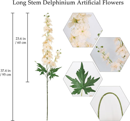 6Pcs Blue Delphinium Artificial Flowers 37.4’’ Faux Silk Larkspur Flowers Long Stem Artificial Flowers for Tall Vase Table Home Wedding Party Garden Decor(Blue)