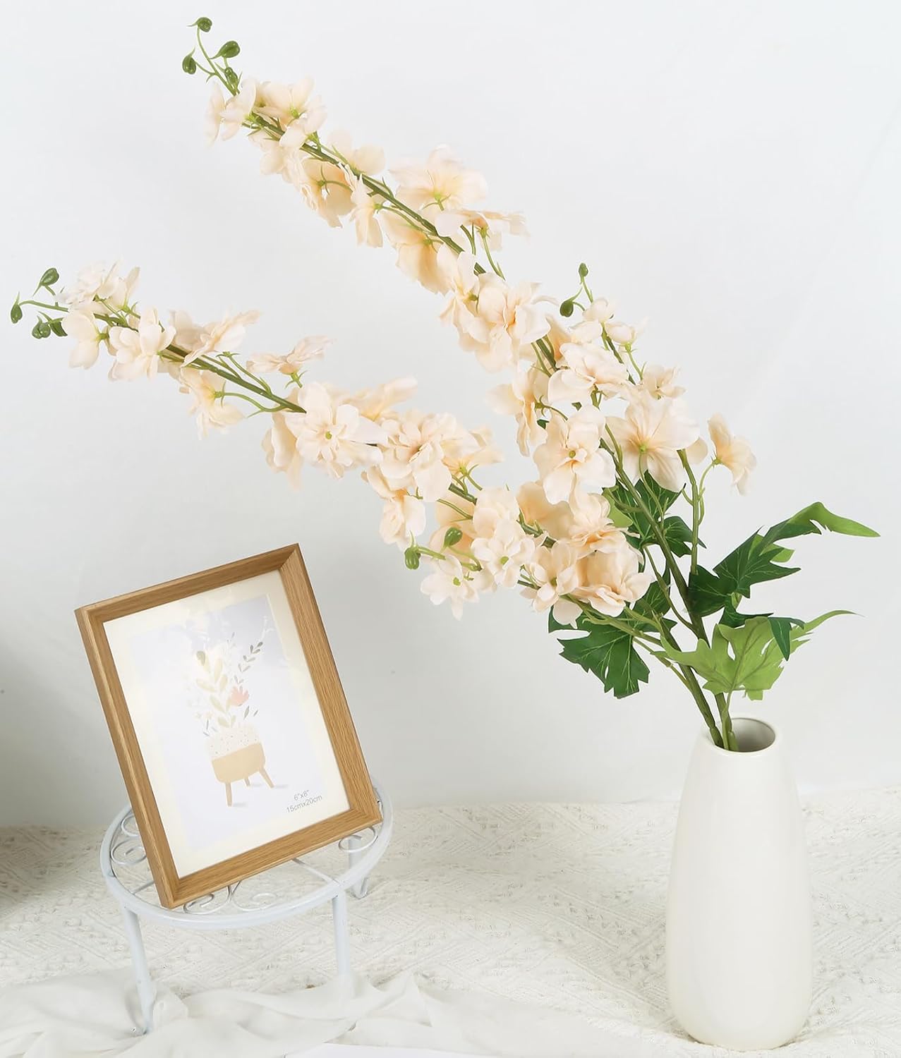 6Pcs Blue Delphinium Artificial Flowers 37.4’’ Faux Silk Larkspur Flowers Long Stem Artificial Flowers for Tall Vase Table Home Wedding Party Garden Decor(Blue)