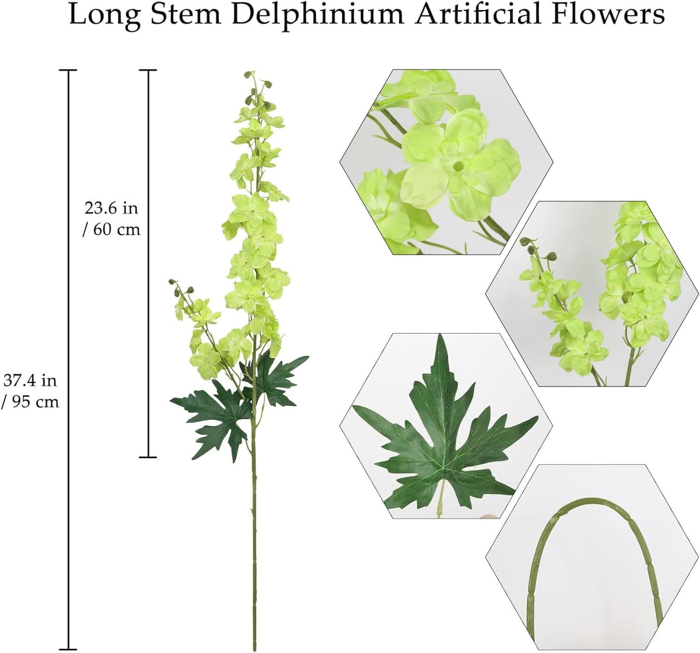 6Pcs Blue Delphinium Artificial Flowers 37.4’’ Faux Silk Larkspur Flowers Long Stem Artificial Flowers for Tall Vase Table Home Wedding Party Garden Decor(Blue)