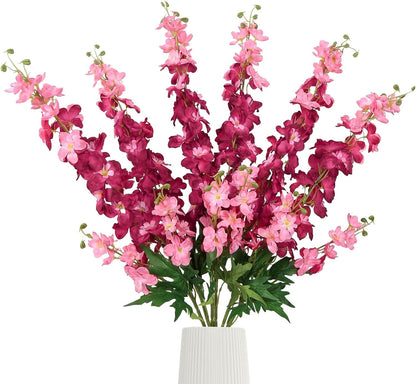 6Pcs Blue Delphinium Artificial Flowers 37.4’’ Faux Silk Larkspur Flowers Long Stem Artificial Flowers for Tall Vase Table Home Wedding Party Garden Decor(Blue)