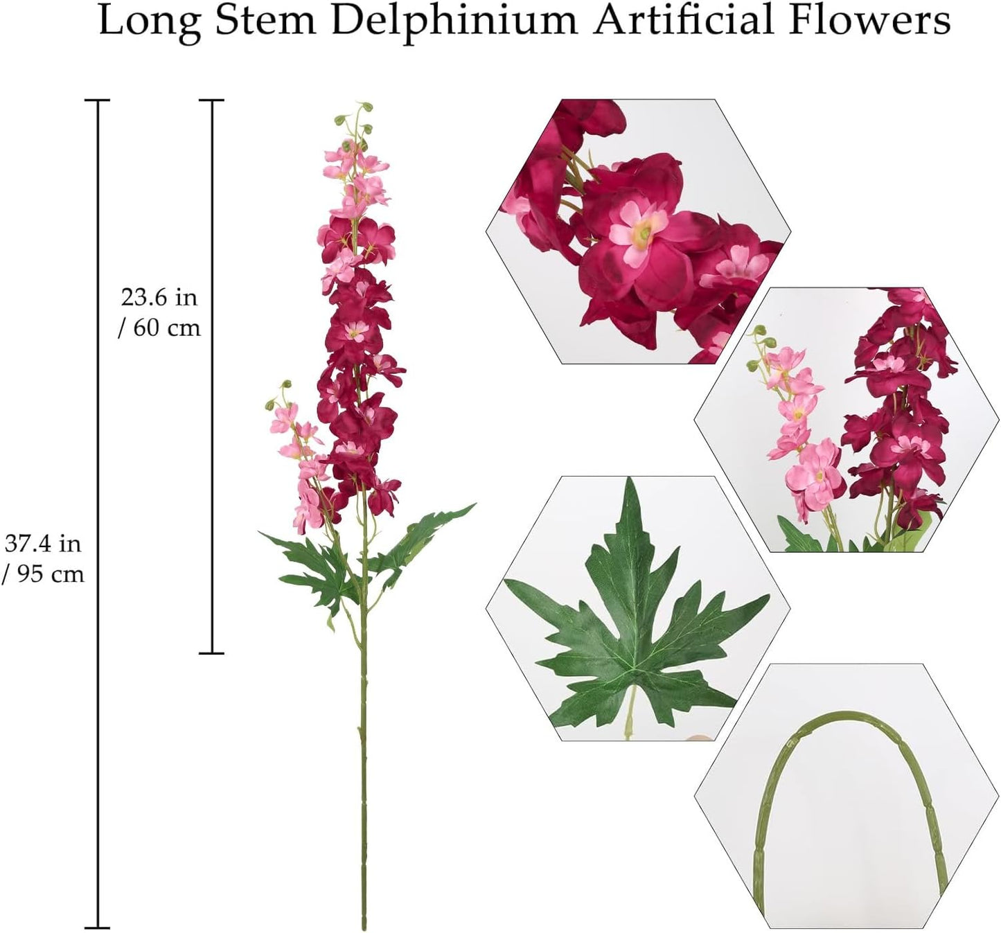 6Pcs Blue Delphinium Artificial Flowers 37.4’’ Faux Silk Larkspur Flowers Long Stem Artificial Flowers for Tall Vase Table Home Wedding Party Garden Decor(Blue)