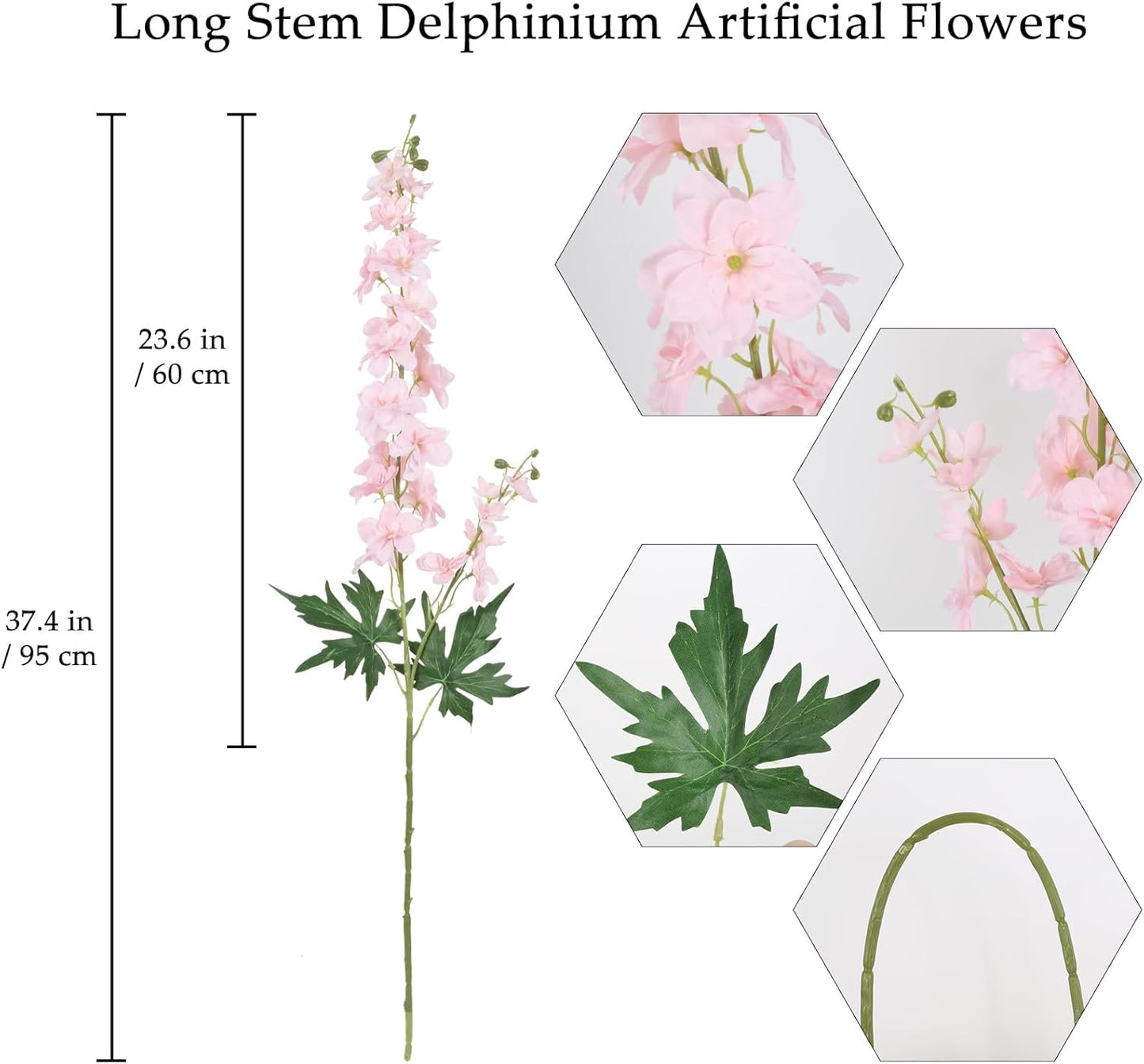 6Pcs Blue Delphinium Artificial Flowers 37.4’’ Faux Silk Larkspur Flowers Long Stem Artificial Flowers for Tall Vase Table Home Wedding Party Garden Decor(Blue)