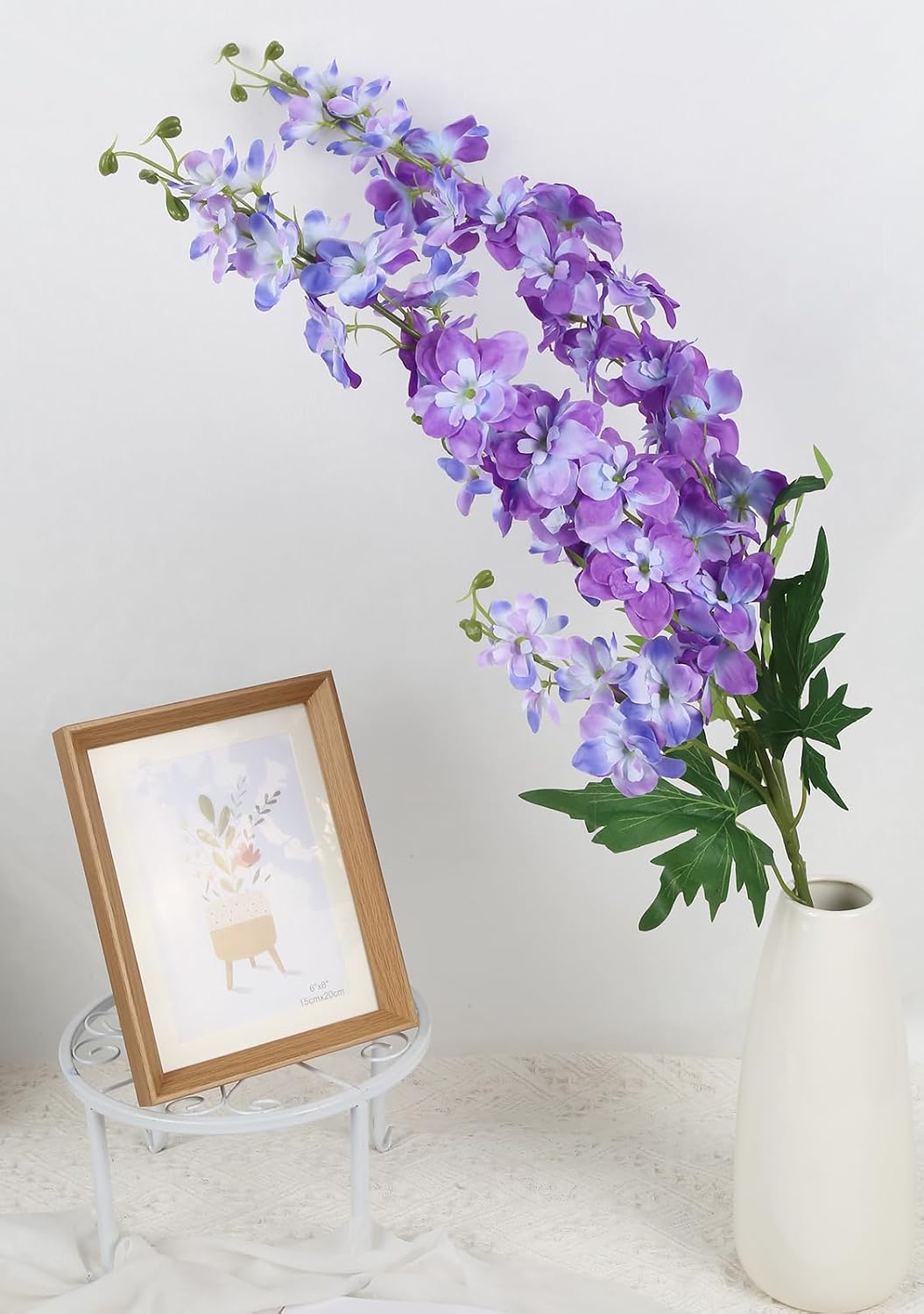 6Pcs Blue Delphinium Artificial Flowers 37.4’’ Faux Silk Larkspur Flowers Long Stem Artificial Flowers for Tall Vase Table Home Wedding Party Garden Decor(Blue)