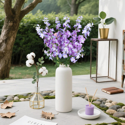 6Pcs Blue Delphinium Artificial Flowers 37.4’’ Faux Silk Larkspur Flowers Long Stem Artificial Flowers for Tall Vase Table Home Wedding Party Garden Decor(Blue)
