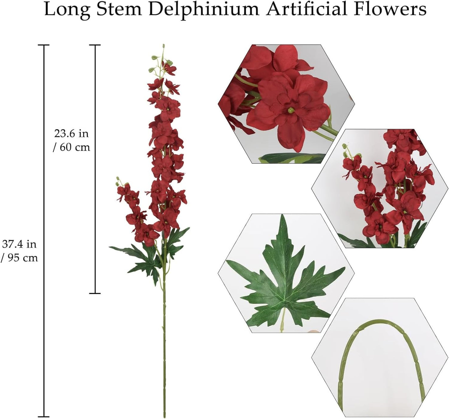 6Pcs Blue Delphinium Artificial Flowers 37.4’’ Faux Silk Larkspur Flowers Long Stem Artificial Flowers for Tall Vase Table Home Wedding Party Garden Decor(Blue)