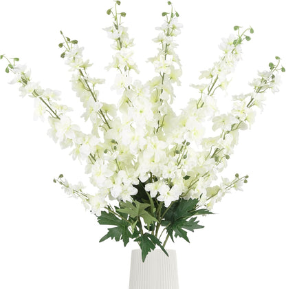 6Pcs Blue Delphinium Artificial Flowers 37.4’’ Faux Silk Larkspur Flowers Long Stem Artificial Flowers for Tall Vase Table Home Wedding Party Garden Decor(Blue)